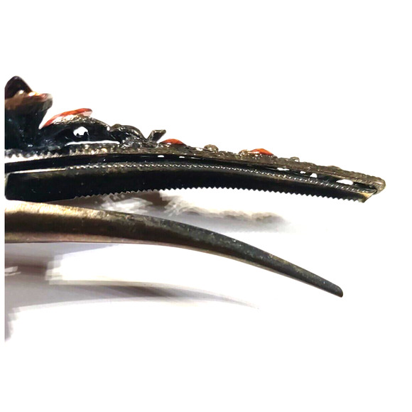 Barrette Hair Clip Large 5" X 11/2" Copper Tone Brown Plastic Beading - Picture 9 of 10